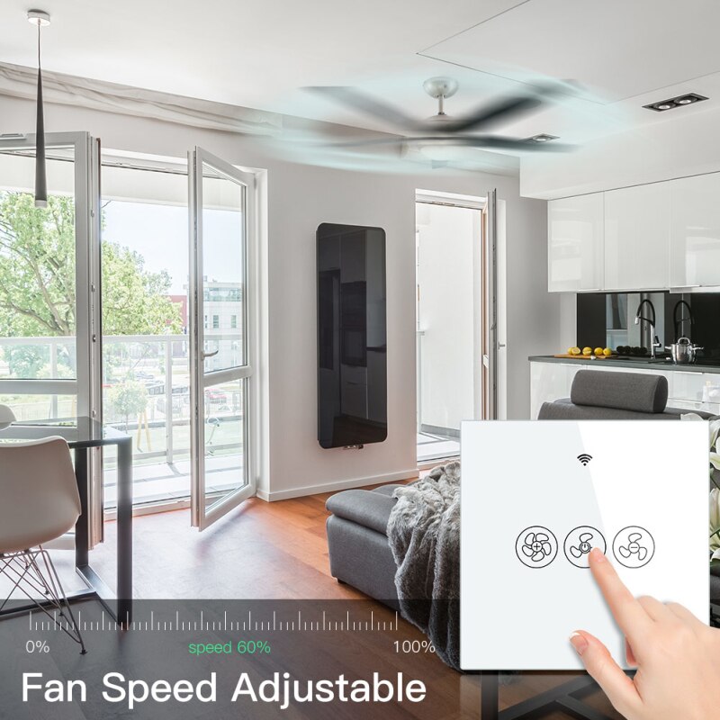 WiFi + RF433 Smart Ceiling Fan Switch Tuya/Smart Life App control 2/3 Way Wireless Remote Control Work with Alexa Google Home