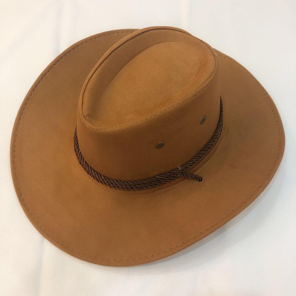 Cowboy Hoed Suede Lente Zomer Man Caps Schaduw Paardrijden Outdoor Effen Kleur Mode: Champagne