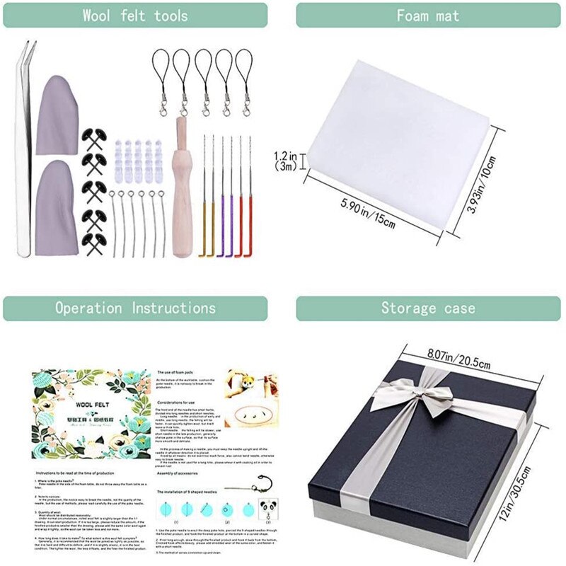 MIUSIE, fieltro de lana, herramienta para fieltro, Kit de aguja para fieltro para principiantes, suministros de fieltro de lana, accesorios de costura para manualidades