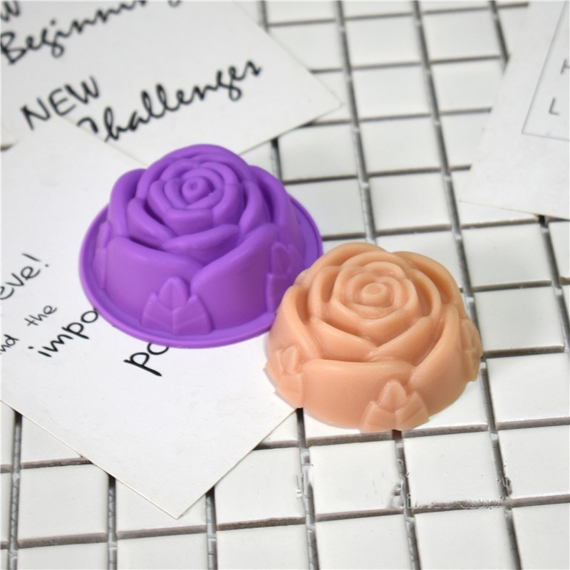 Rose Blume Form Silikon Seife Mold Runde Schokolade Tablett Handwerk Kuchen Form Hausgemachte Seife, Die DIY Kerze Formen