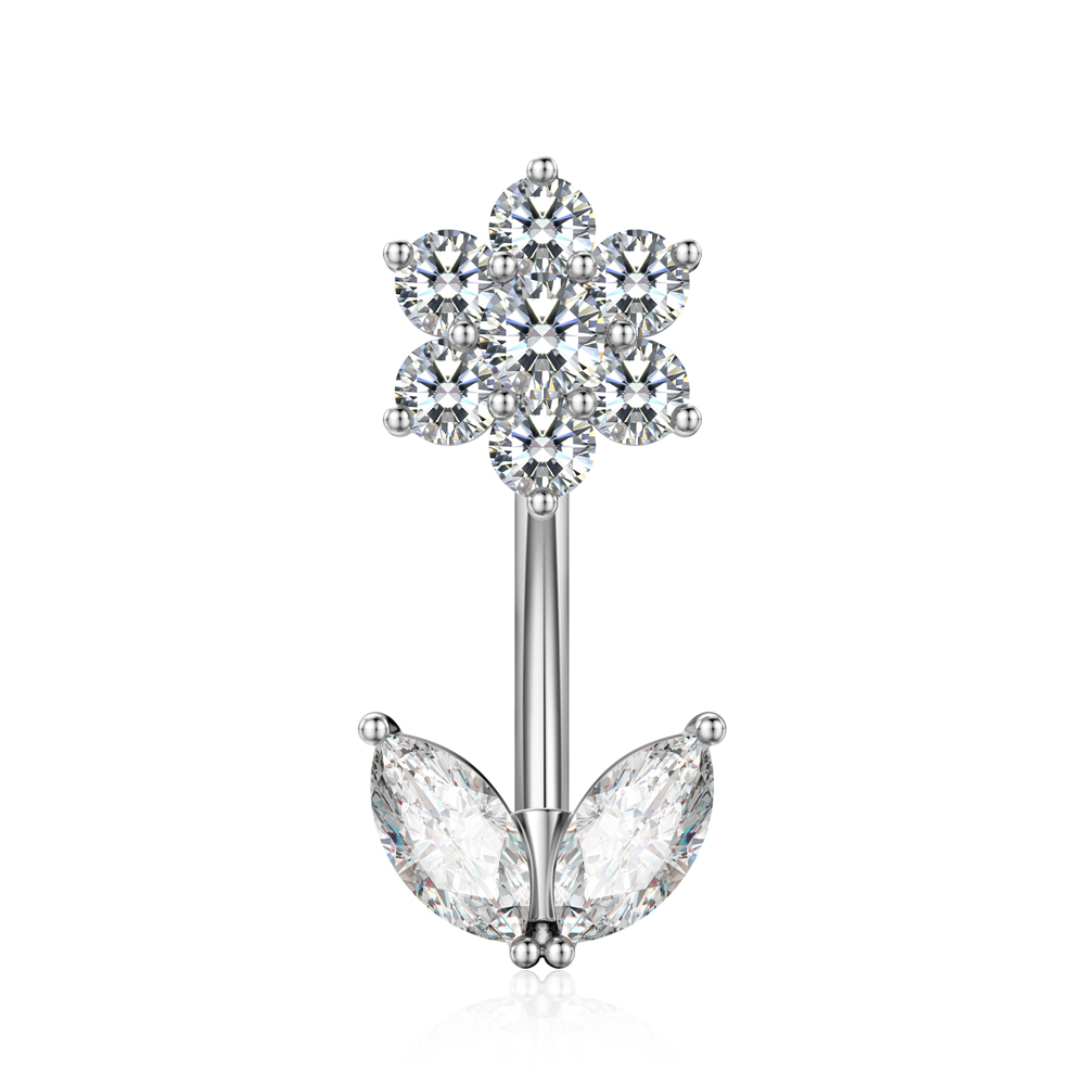 14G Hart Bloemvormige Navel Piercing Ornament Water Navelpiercing Hanger Buik Nombril Piercing Vrouwen Sieraden: Licht Geel Goud Kleur