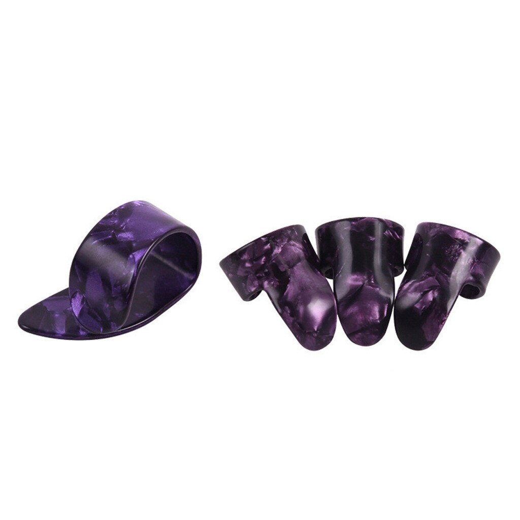 Juego de púas para guitarra acústica, set de 4 unids/set, 1 pulgar + 3 dedos, púas de celuloide: purple