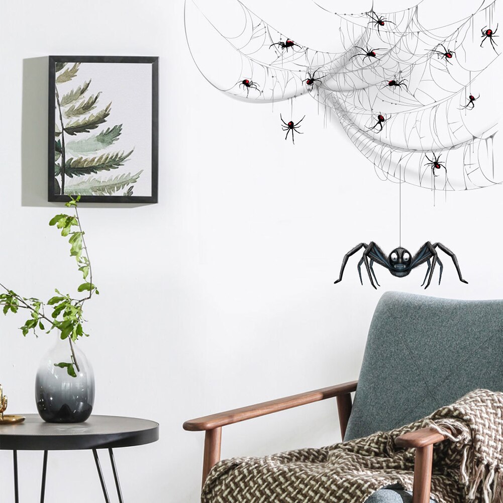 Halloween Wall Stickers Spider Web Self-adhesive Wall Paintings PVC Removable Window Decal Festival Party Backdrops Room Decor