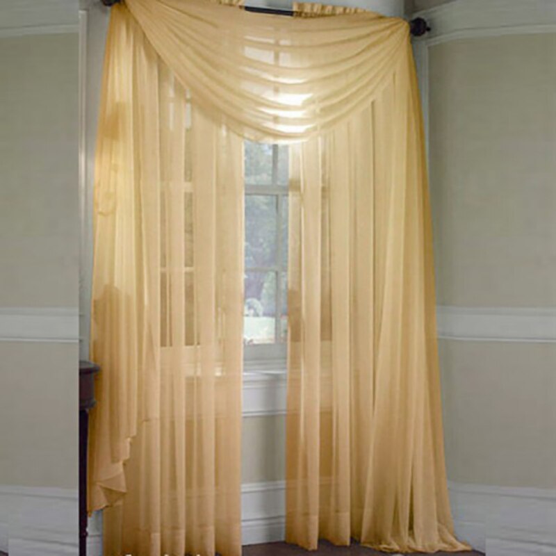 Enfärgad voile skir gardin panel fönstergardiner 100*200cm rosa gula