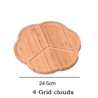Fresh keeping tray bamboo bowl plate solid wood dividing food plate fruit plate solid wood western food tray: J