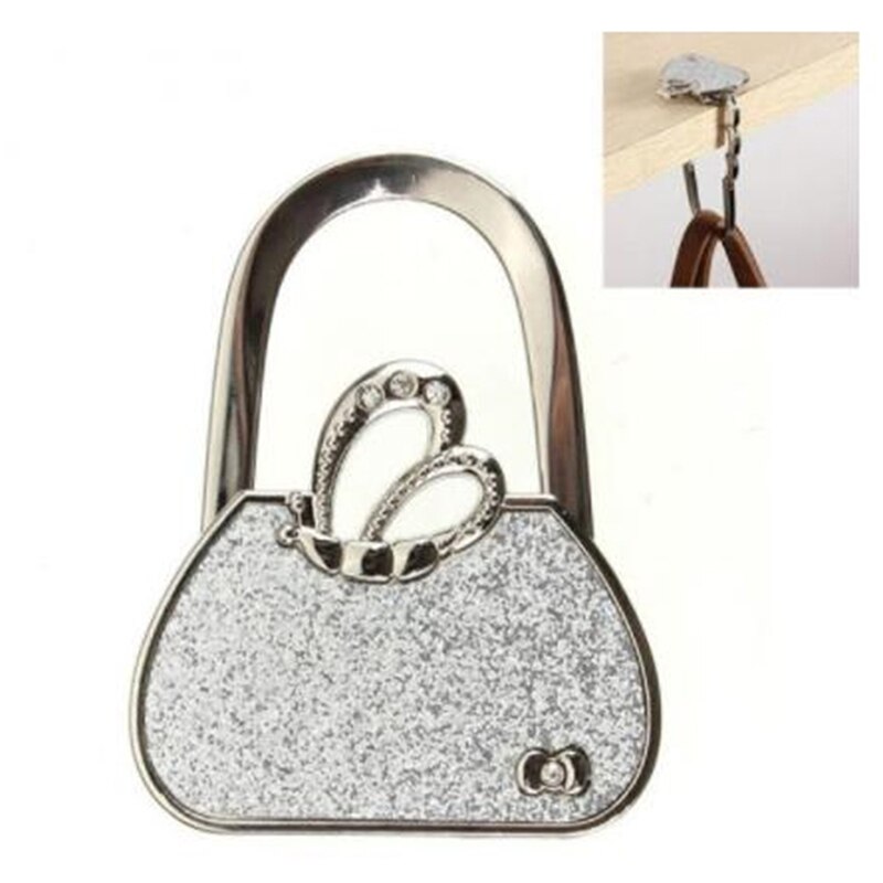 Metal Folded Handbag Hook Hanger Handbag-shape Flashing Purse Bag Hanger Hook Holders Table Hook Bag Accessories