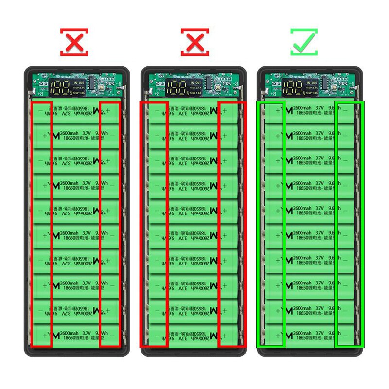 DIY Powerbank Case - Dual USB 10x18650 Batterijhouder - Digitale Display Snellader