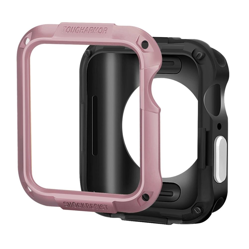 cover Case For Apple Watch band apple watch 4 3 5 band 44m 40mm iwatch band 42mm/38mm Bumper watch Accessories Screen cover: rose pink / 40mm series 4 5