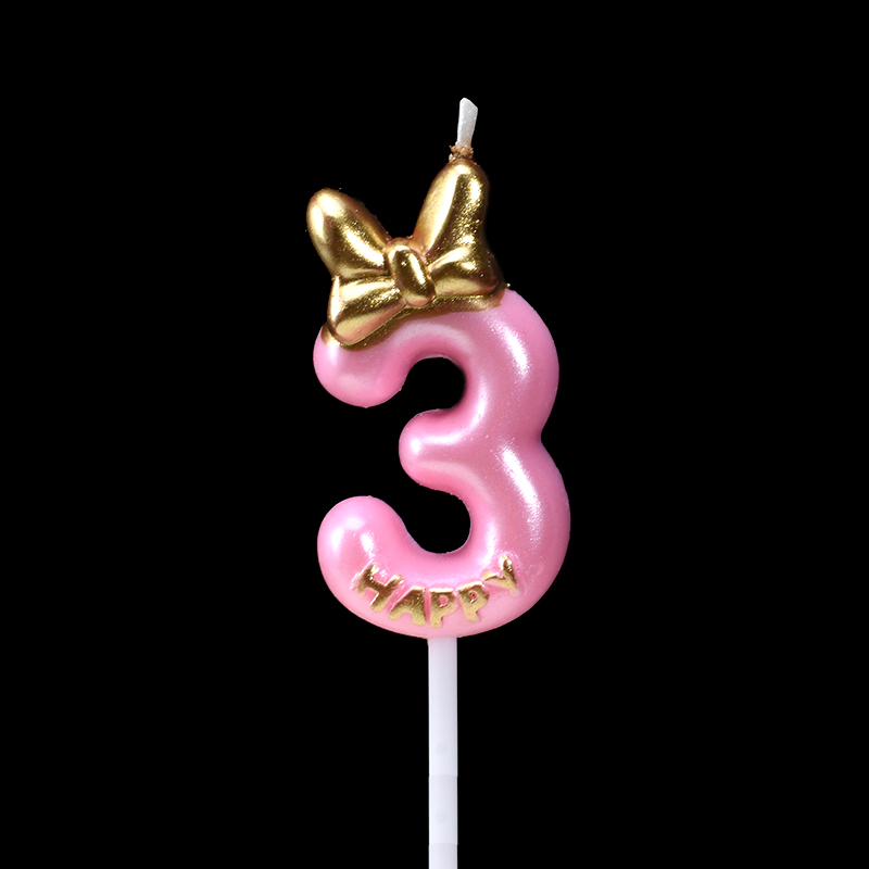 Cakelove bolos de 0 a 9 números, vela para festa de aniversário, itens para bolo, números de bolo, aniversário, festa de idade decorações: Pink 3