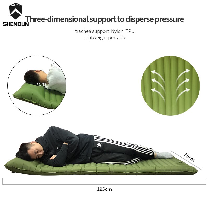 Esponja a presión con el pie, colchoneta inflable para acampar en el aire, Mattres, grande, 195x70x14cm, cómoda para dormir al aire libre, senderismo, con TPU
