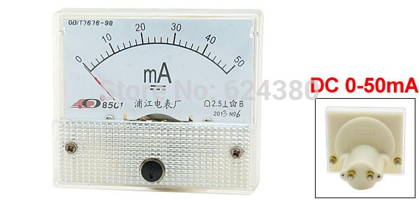 DC 0-50mA 50mA Analog Ammeter Panel AMP Current Meter Gauge 85L1 Amperemeter