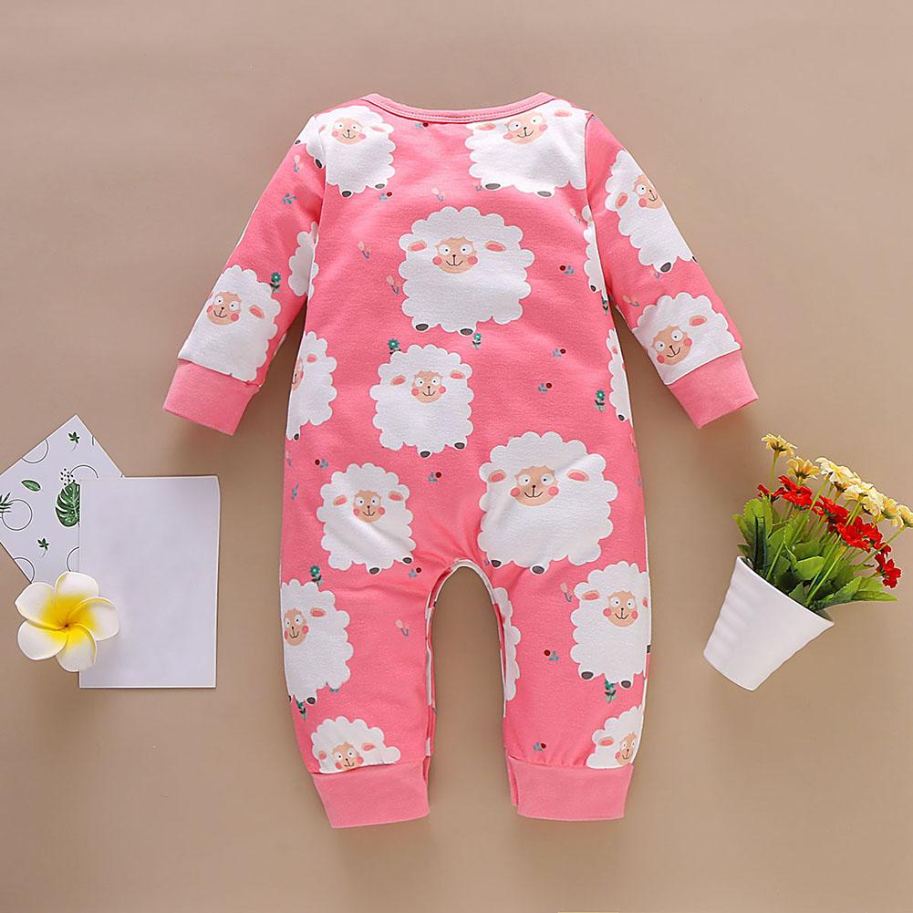 Peuter Baby Jumpsuits Katoen Ronde Kraag Lange Mouwen Cartoon Dieren Planten Print Jongens Meisjes Sunsuit Leisure Homewear