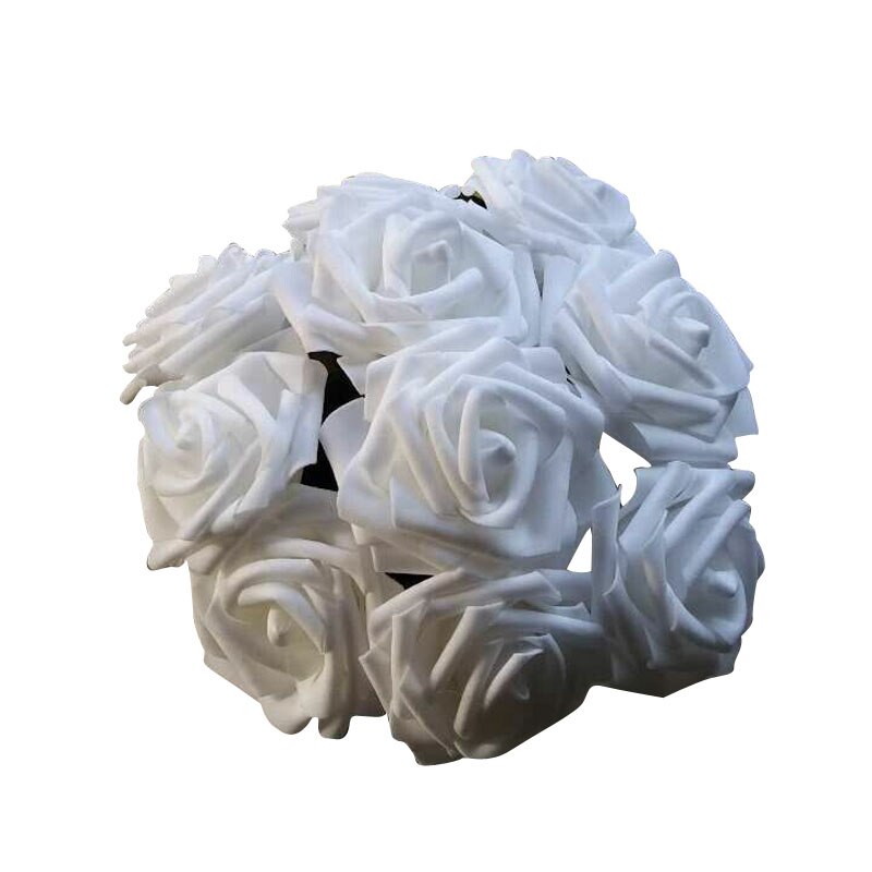 10 hoveder 8cm kunstige roser blomster bryllup valentinsdag dekoration silke blomst kugle centerpieces mynte dekoration hængende blomst: Hvid