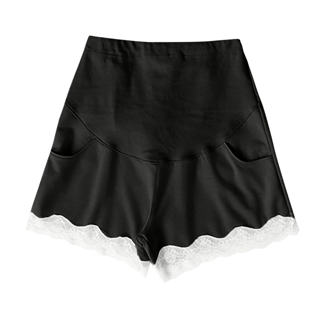Gravidshorts sommer blonde træning løs pasform stretchy lavtaljede shorts gravid shorts bukser til gravide kvinder tøj: Sort / L