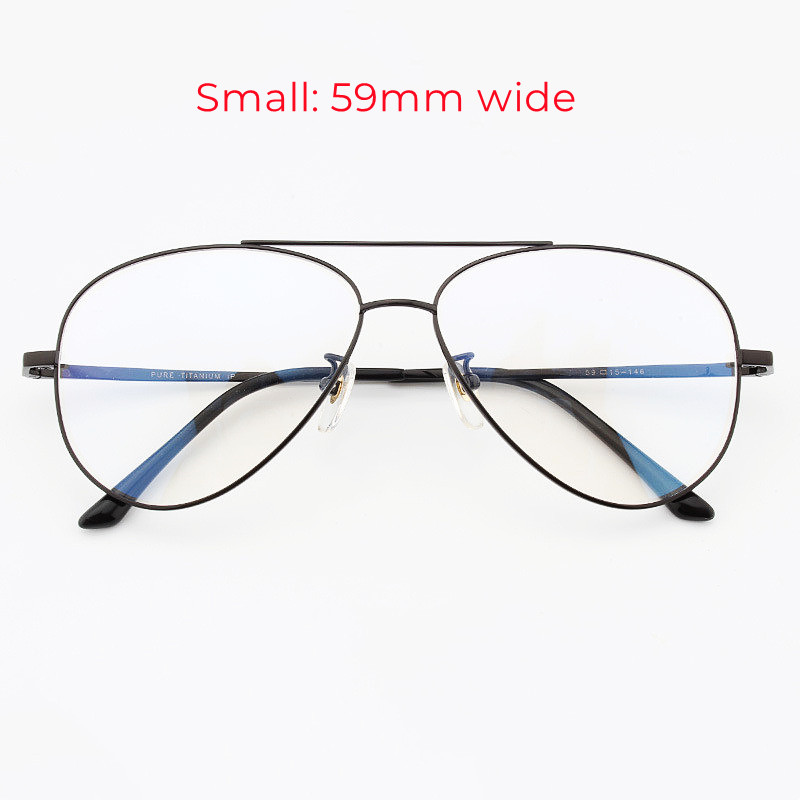 Ren titan optisk innfatning med styrke herre pilotbriller solbriller brille store brede ansiktstrekk bruk 63mm brede dobbel bro: Svart