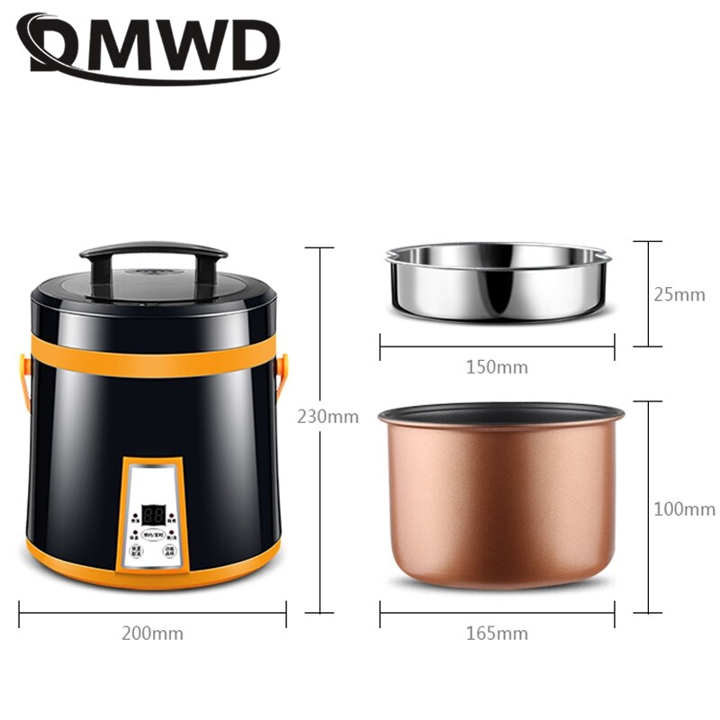 DMWD 1.6L Mini Electric Rice Cooker 110V Cake Breakfast Maker Hotpot Porridge Soup Pot Appointment Heat Preservation US Plug