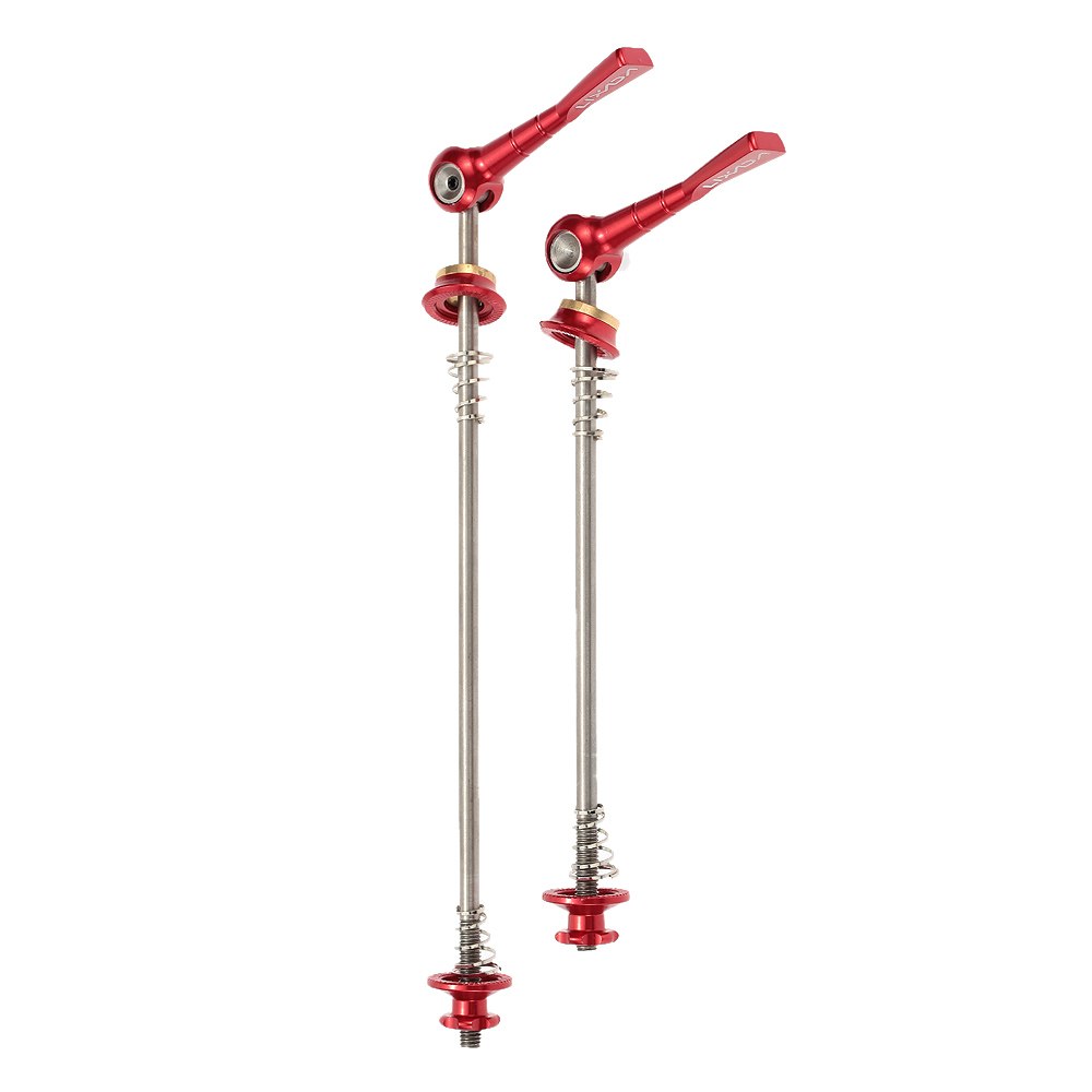 Lixada 2Pcs/lot Ultralight Bicycle Skewers Quick Release Titanium Axle QR Skewer Mountain Road Bike MTB Wheel Hub Skewers: Red