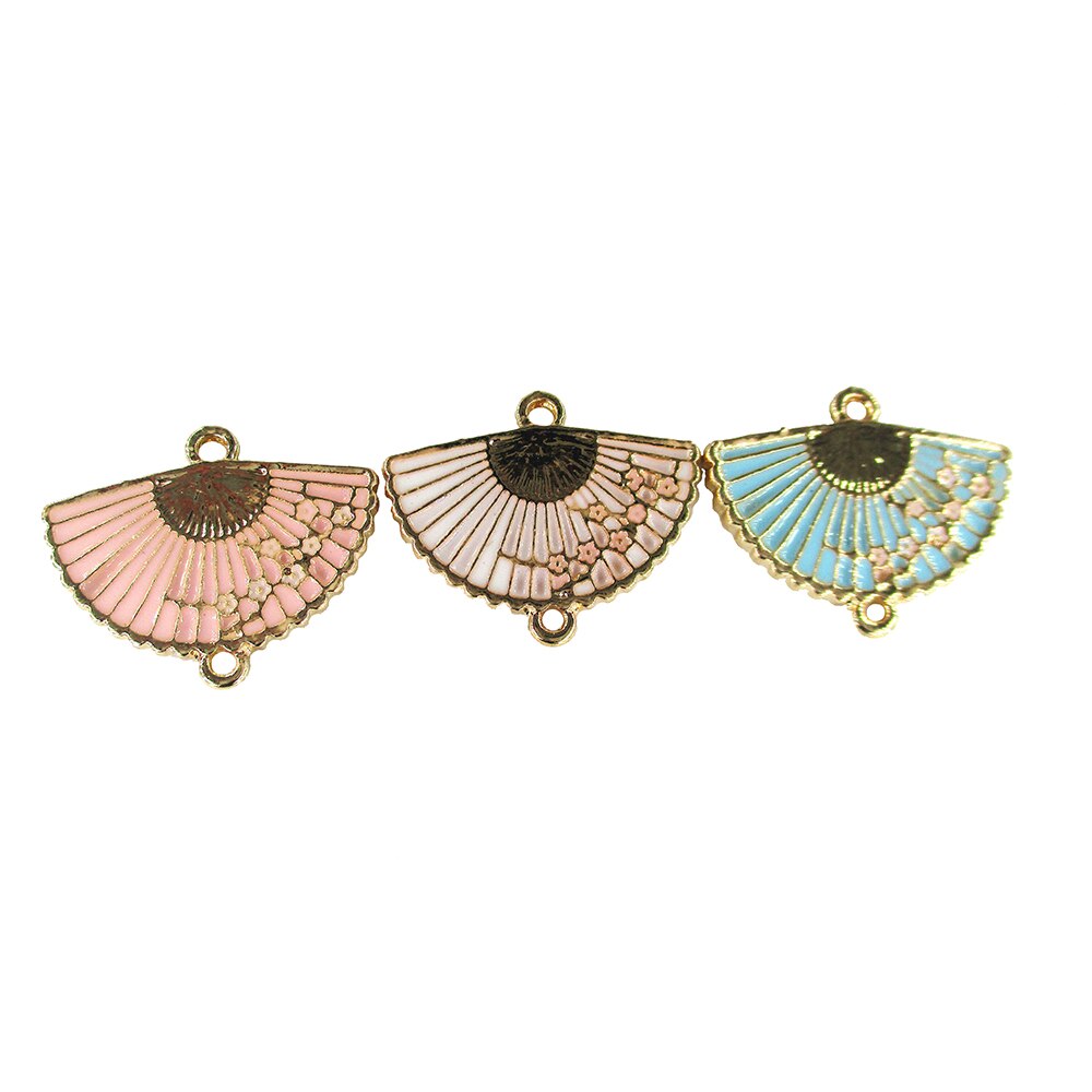 10 Stks/set Vintage Kleine Charm Enamel Fan Hanger Ketting Fit Diy Armband Sieraden Maken Decoratie Mode Accessoires