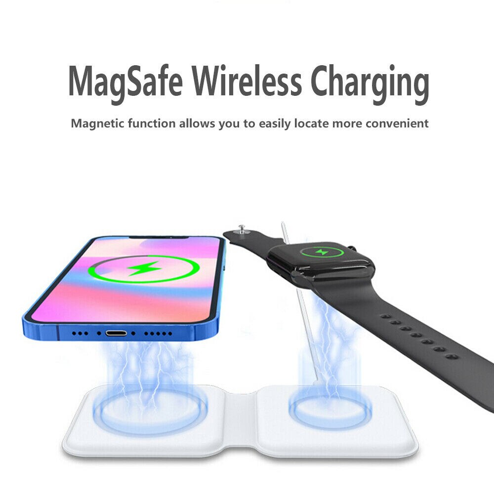 2in1 Magsafe Folding Dual Magnetic Wireless Charger 15w for iphone12 for Airpod