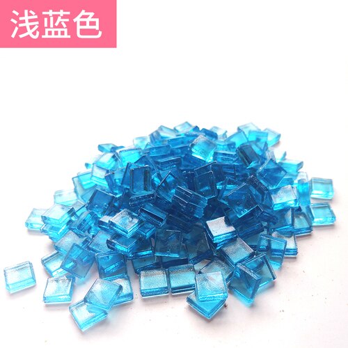 Carreaux de mosaïque en cristal diaphanes multicolores, carrés translucides, matériel de bricolage pour enfants, 100 pièces: 100pcs Light Blue
