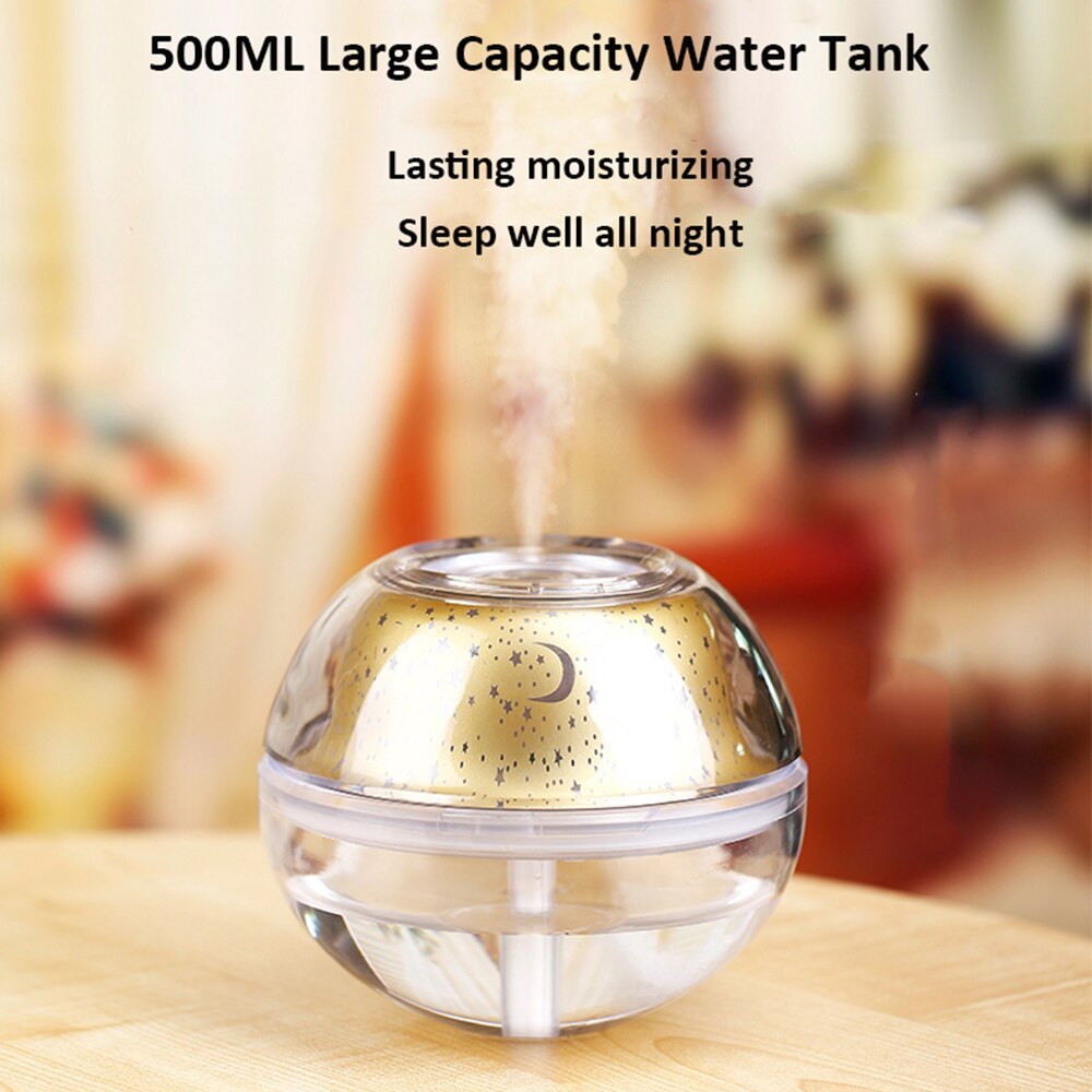 Star Projector Lamp Luchtbevochtiger 500 Ml Usb Aroma Diffuser Ultrasone Mist Maker Led Nachtlampje Voor Thuis Luchtbevochtiger