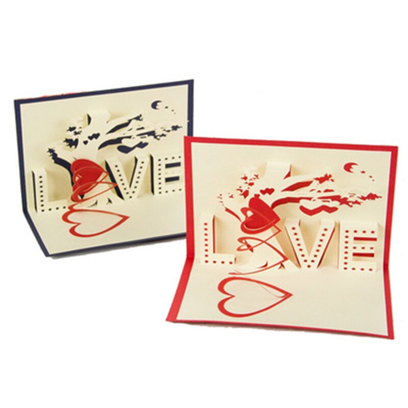 tarjeta de felicitación 3D con árbol de amor, tarjetas postales de boda, árbol de amor, tarjetas de recuerdo