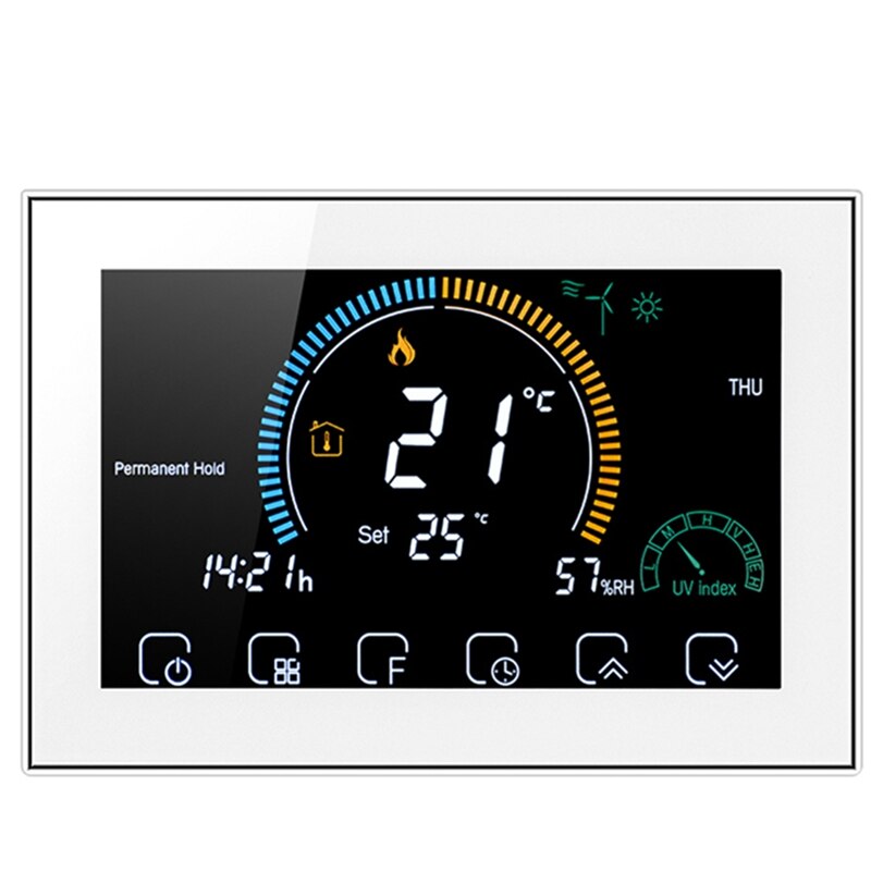 Wifi Slimme Thermostaat Met Presssn Kleur Display Draadloze Programmeerbare Thermostaat Controller Voor Home Office: White