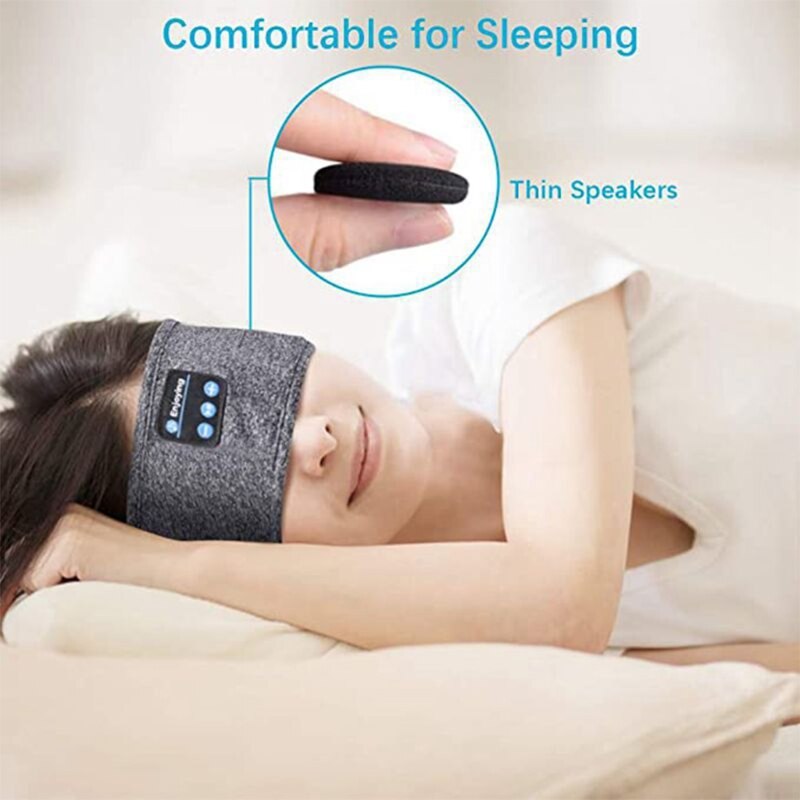 Bluetooth Sleeping Headphones Headband Thin Soft Elastic Comfortable Wireless Music Headphones Eye Mask for Side Sleeper 40JB