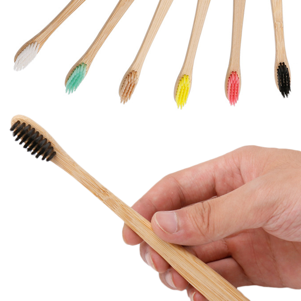 10Pcs Toothbrush Eco-Friendly Rainbow Bamboo Soft Fibre Toothbrush Biodegradable Teeth Brush Solid Bamboo Handle Toothbrush
