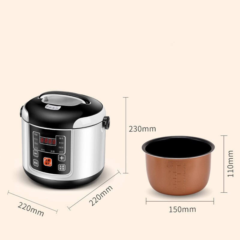 12V 24V 220V Portable Electric Rice Cooker 2L Timing Reservation Food Heating Cooking Steamer Soup Stew Pot Steamer Cooker