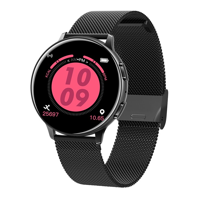 C10 slimme horloges, ronde hartslagmeter, bloeddrukmeter, sporthorloges, waterdichte bluetooth android smartwatch, fitnesstracker: Staalzwart