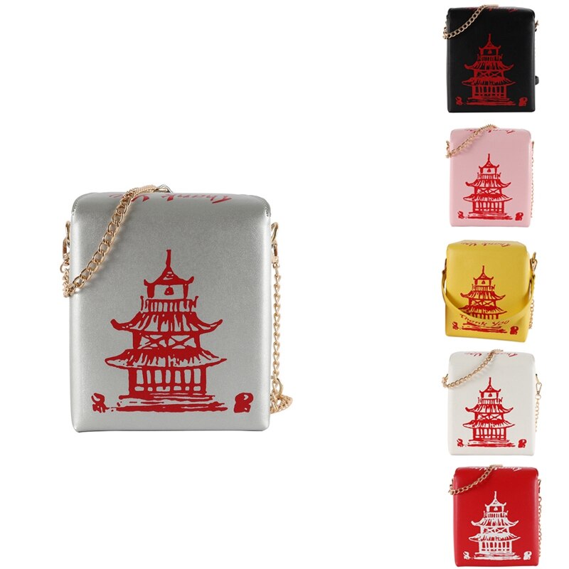 Bolso de mano chino para llevar, bolso de piel sintética para mujer, novedad, bolso cruzado, bolso de hombro con cadena para chica, bolso de mano