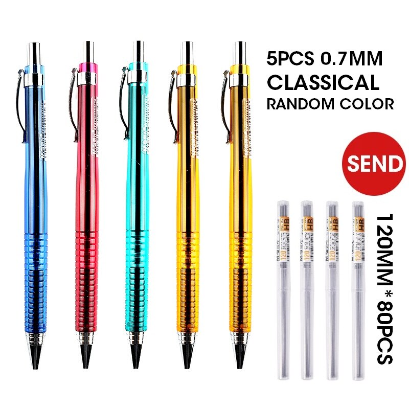 Andstal Fully Automatic Mechanical Pencil "NO NEED TO PUSH BUTTON" 0.5mm 0.7mm M&amp;G Plastic Auto Pencils Cute Kawaii For School: 0.7mm Classical 5pcs