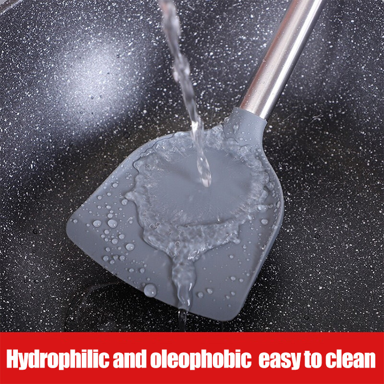 Food grade silicone spatula non-stick special cooking long beech handle spoon kitchen cooking tools Kitchenware non-slip