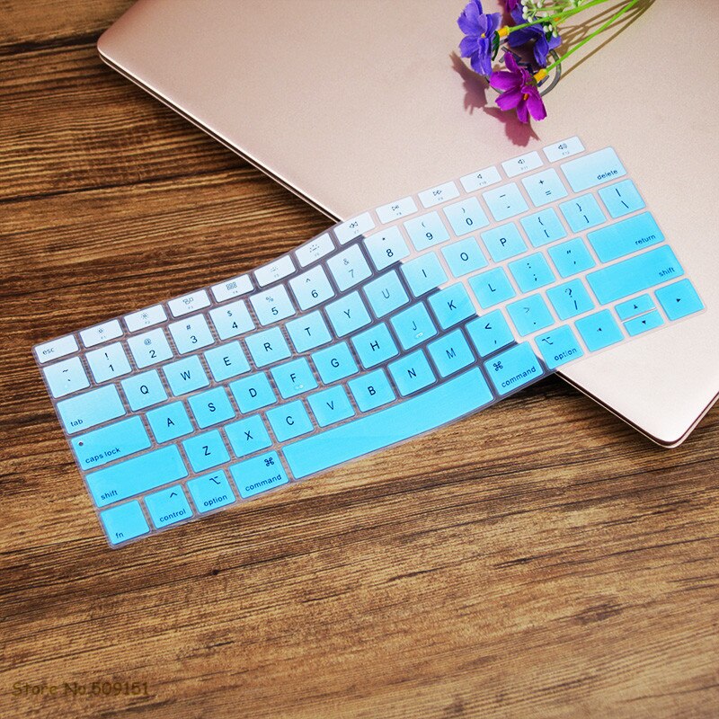 Angielski US Teclado klawiatura Protector pokrywa ochronna skóra dla nowego Apple MacBook Air 13 13.3 cala A1932 2019 2018 Touch ID: gradual  blue