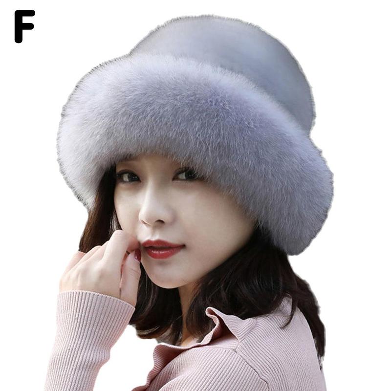 Winter Women Hat Soft Fluffy Faux Fur Hats Thicken Warm Hat Thick Beret Ladies Hat Winter Headgear: One-size gray