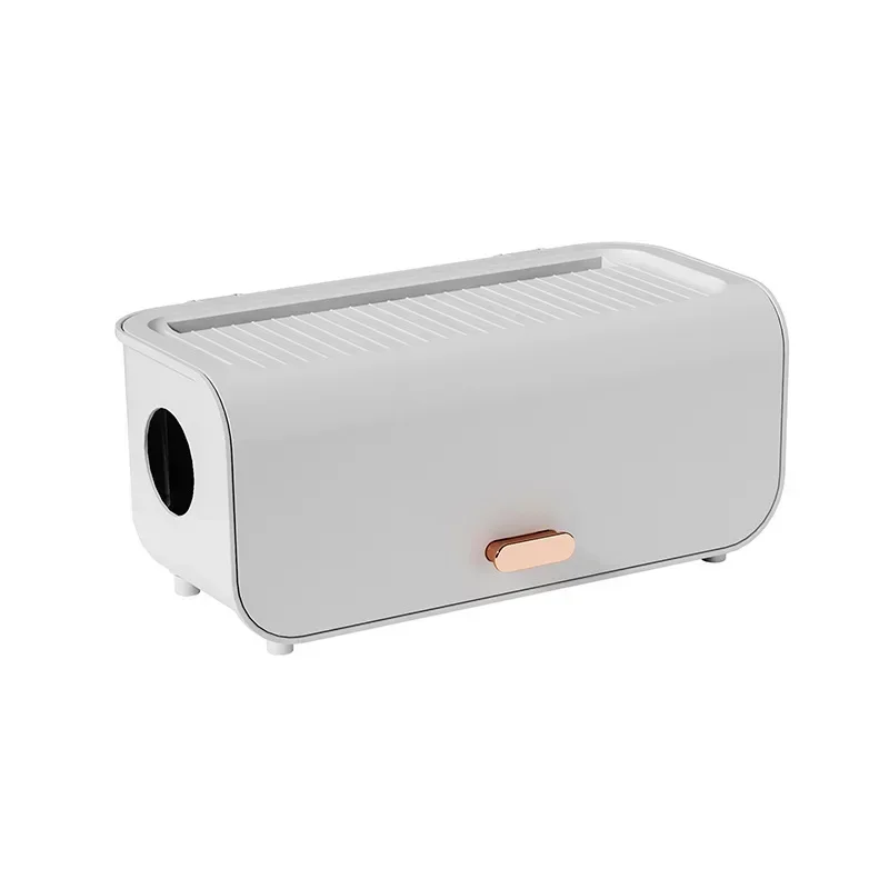 Desktop Cable Storage Box Power Line Storage Case Waterproof Dustproof Charger Socket Organizer Wire Case Cable Winder Organizer: Light Cyan