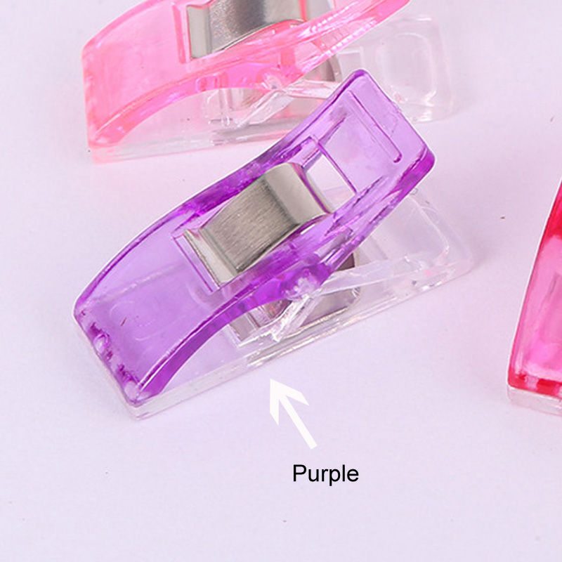 Pinzas de plástico para manualidades, utensilios de costura para manualidades, para Patchwork, Multicolor, trébol de , 50 unids/set por juego: purple