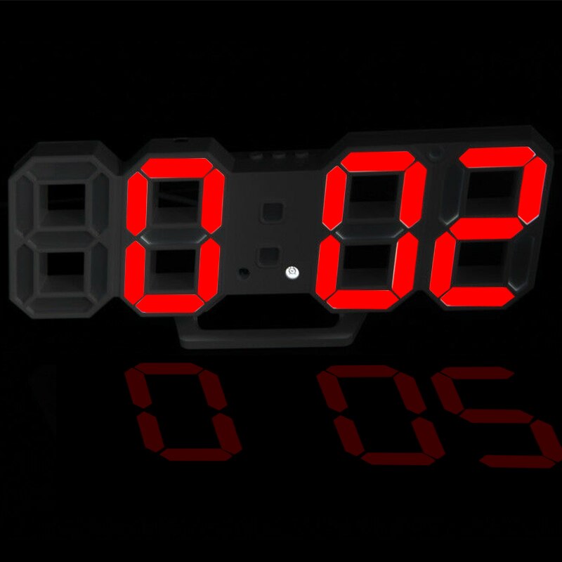 Economical Modern Digital 3D LED Wall Clock Alarm Clocks Snooze Clock with 12/24 Hour Display ds99
