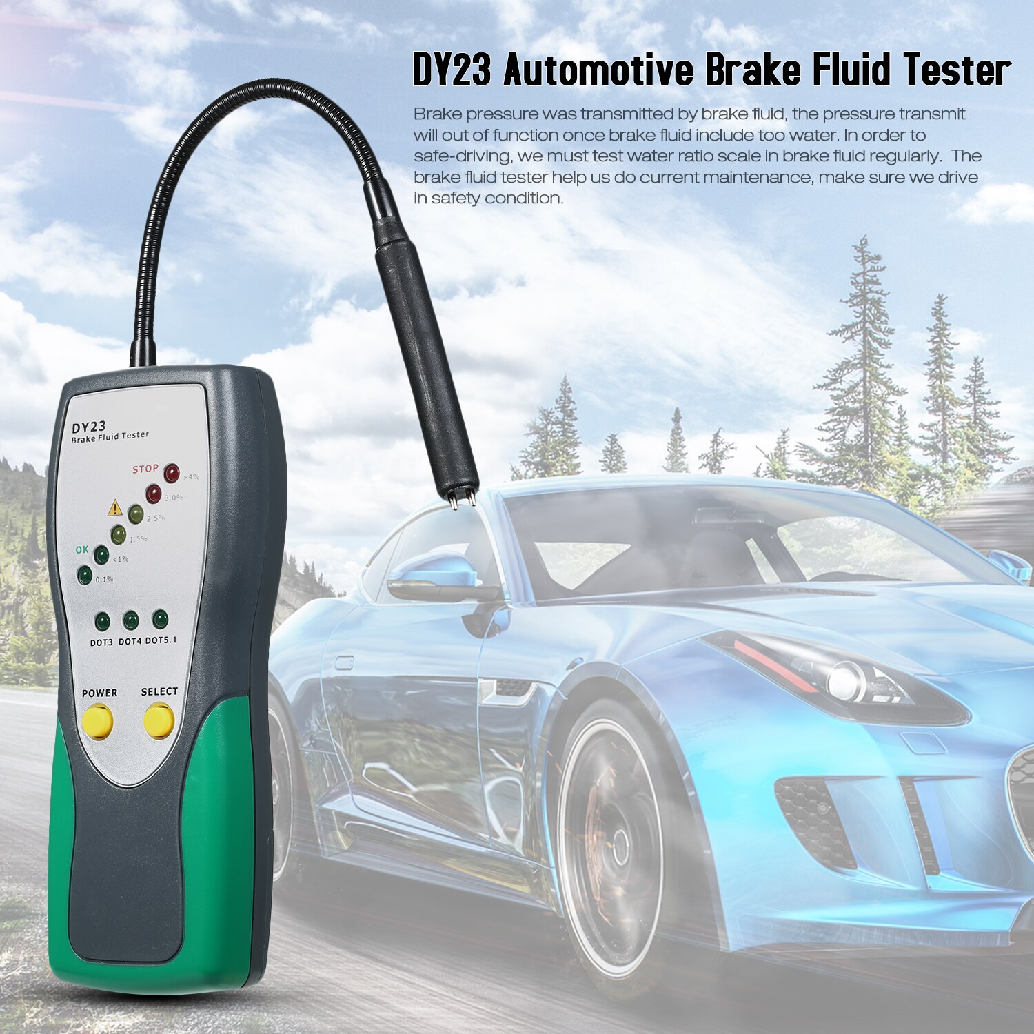 Car Diagnostic Tool Automotive Brake Fluid Tester Digital Brake Fluid Inspection with High Probe LED Indicator Display