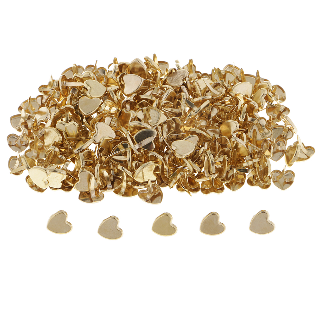Mini sujetadores de papel pequeños, 200 piezas, de Metal, hierro, para álbum de recortes, clavos en forma de corazón para manualidades, bricolaje