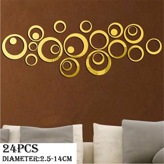 3D Acryl Cirkel Spiegel Muursticker Zelfklevende Muur Sticker Diy Woonkamer Slaapkamer Achtergrond Home Decoratie Muursticker: A-Gold