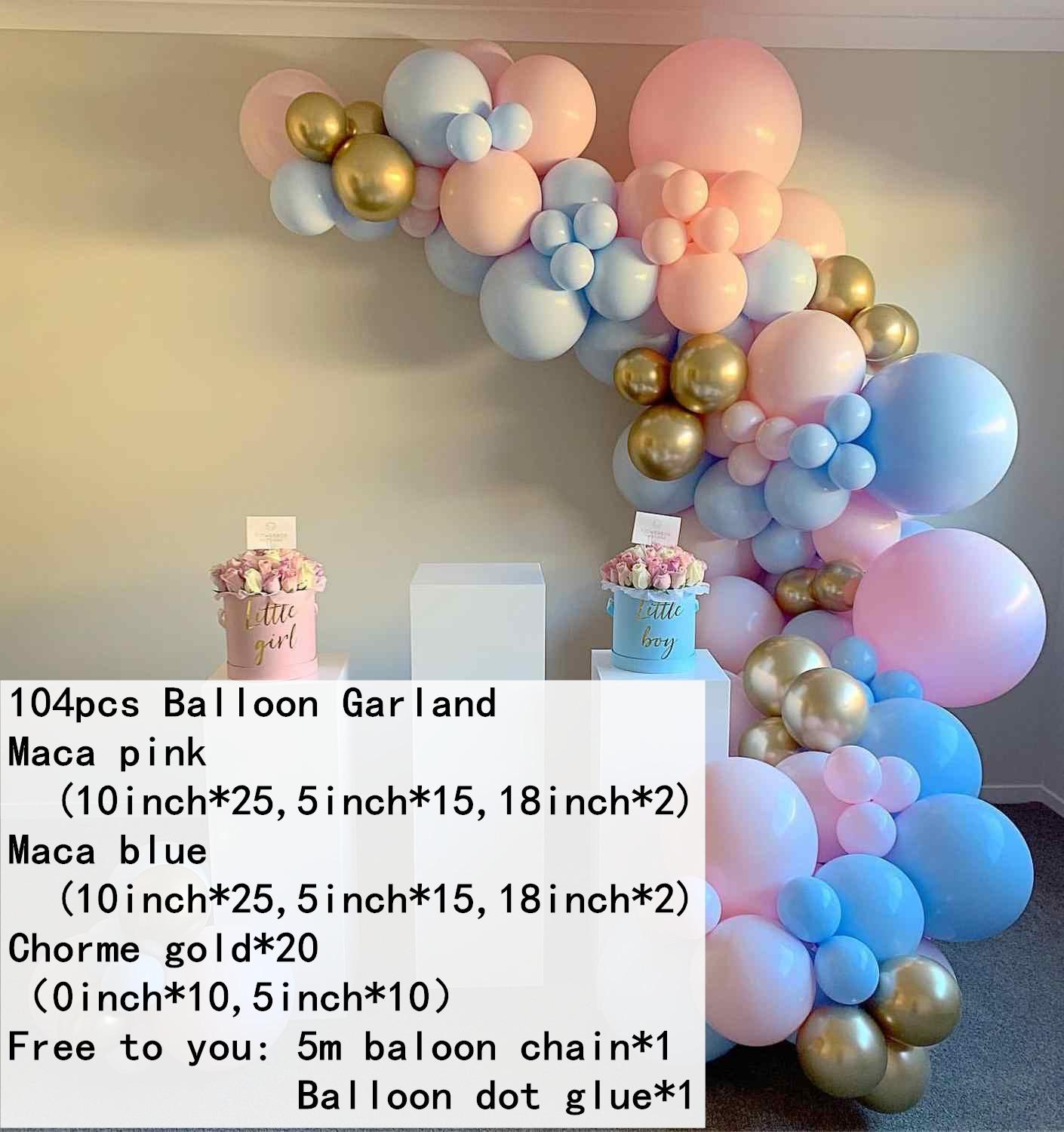 Pink blå bue guirlande ballon kit star moon folie balloner bryllup fødselsdag baby shower fest indretning forsyninger luftkugler globos: Sæt 8