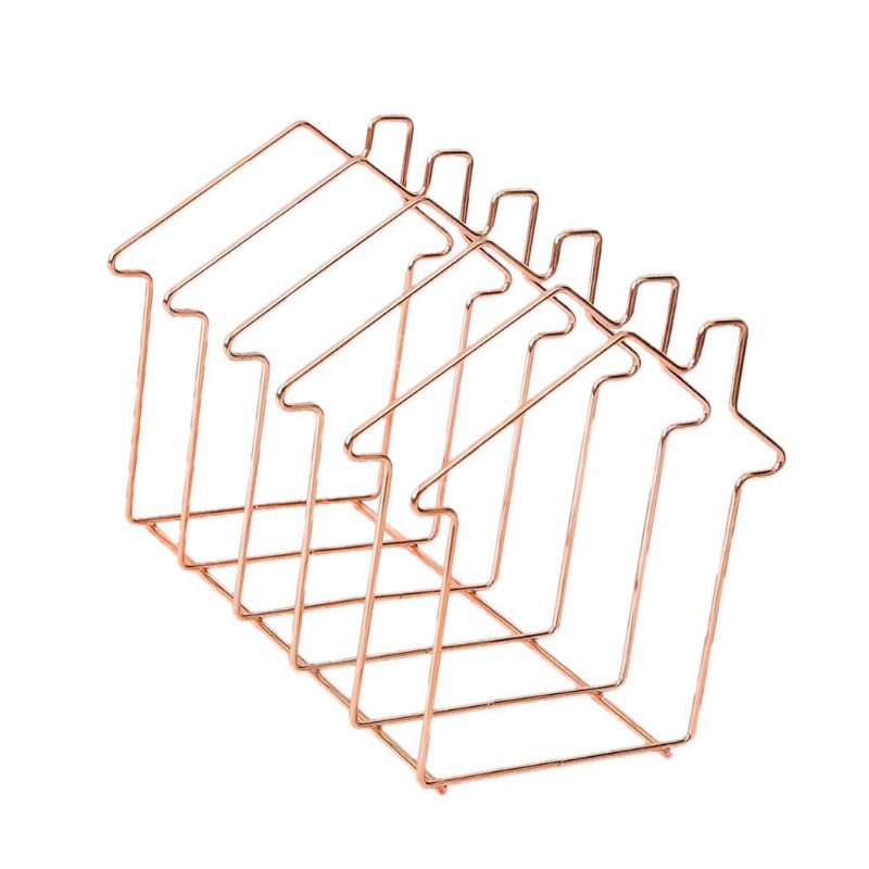 Metal Bookshelf Bookends Book Support Stand Desk Organizer Storage Holder Shelf File Organizer Bookshelf Magazine Rack for Offic: House Rose Gold