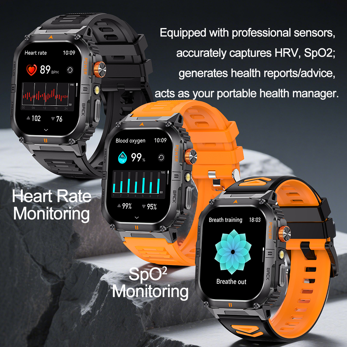 Orologio intelligente per sport all'aria aperta Schermo HD da 2,0 pollici Torcia a LED Bluetooth Orologio intelligente parlante YK12 per uomo Donna Regali di festa