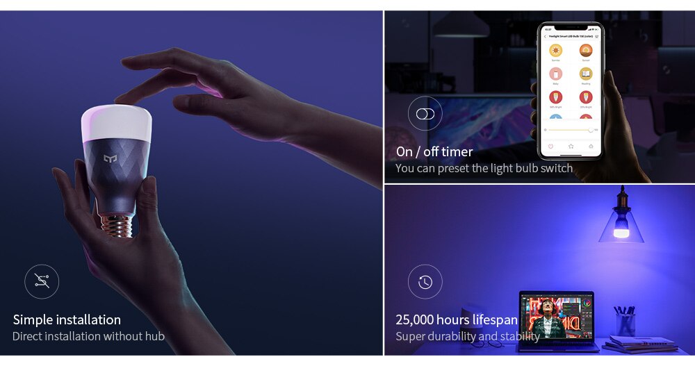 Yeelight Led Slimme Lamp 1S/1SE Rgb Kleurrijke Lamp AC100V-240V E27 Wifi Remote Voice Control Voor Xiaomi En google Assistent