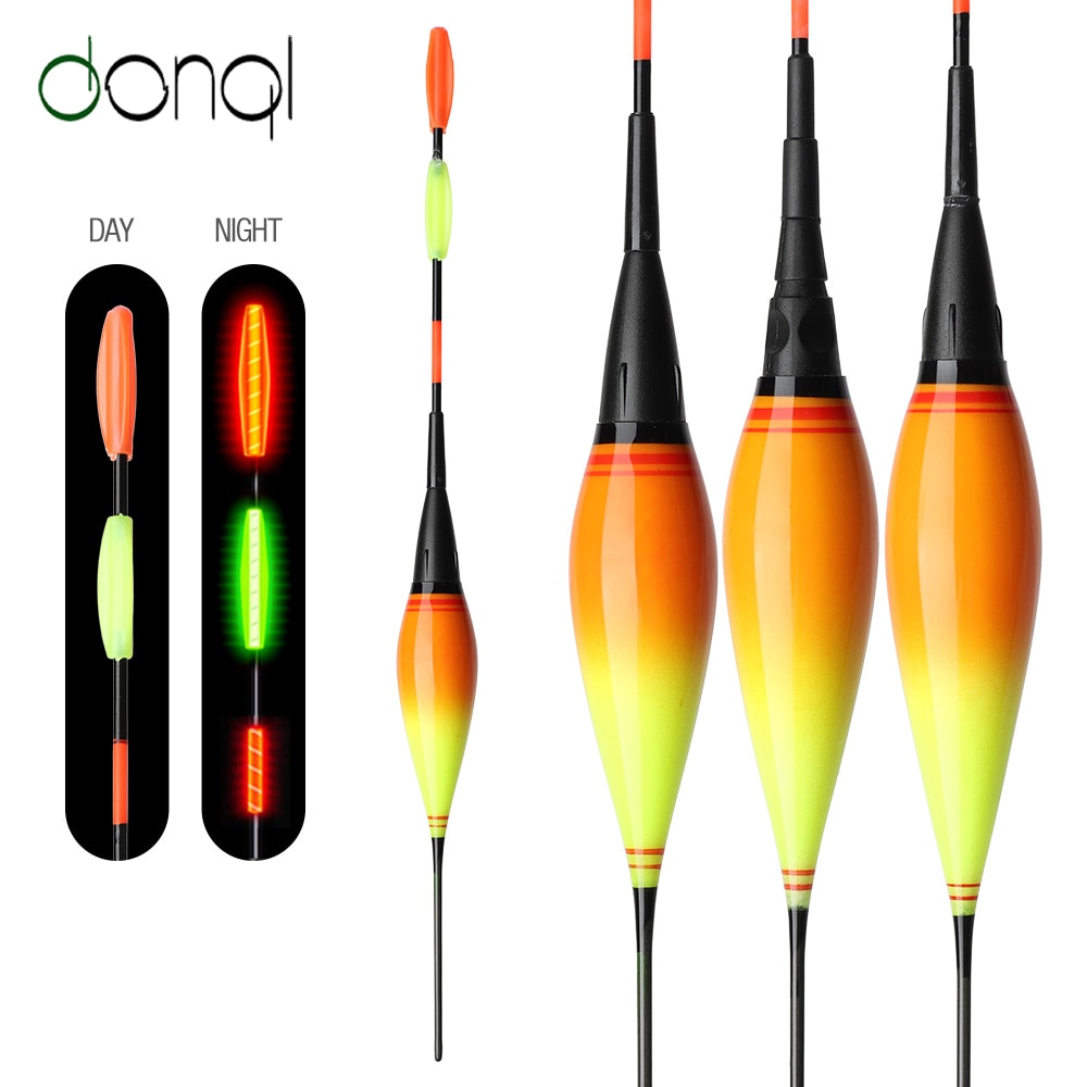 DONQL 1Pcs Ondiep Water Lichtgevende LED Elektronische Visserijvlotter Kleurrijke Light Night Fishing Float Met Batterijen Visgerei