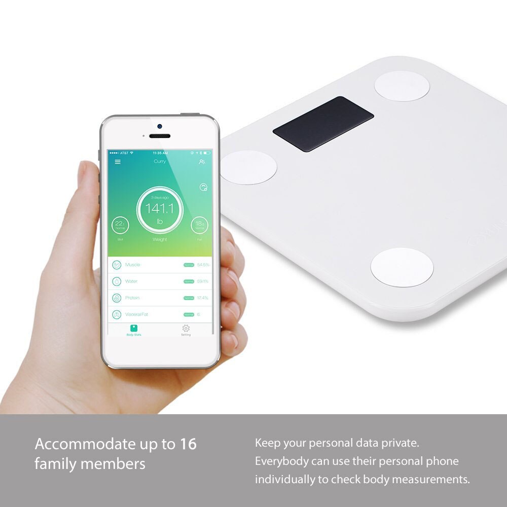 Yunmai m1501-Balance de poids humain | Mini Balance de graisse corporelle, pour la salle de bain, Bluetooth, pesage au sol, connexion