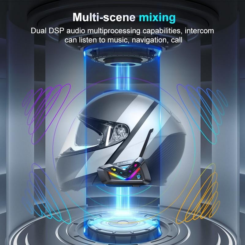 Blaise  v15s mesh intercom headset sepeda motor headset støtter 15 førere musikkdeling vanntett motorsykkel