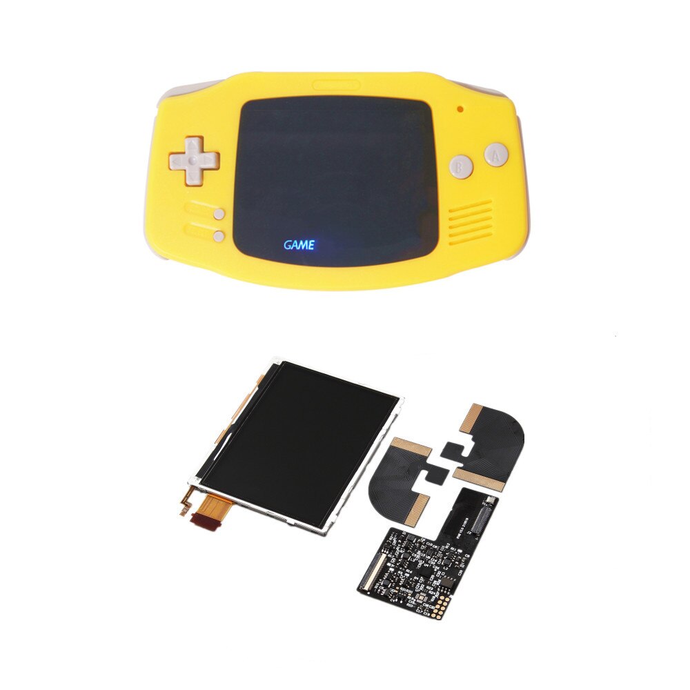 FUNNNYPLAYING For Gameboy GBA Advance ITA AGB RETRO PIXEL TFT BACKLIGHT KIT Memory Brightness Adjust The Display With Shell: YELLOW ITA